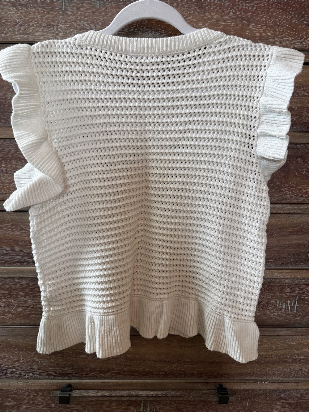 THML Cream Knit Ruffle Sleeve Top - Picture 2 of 3
